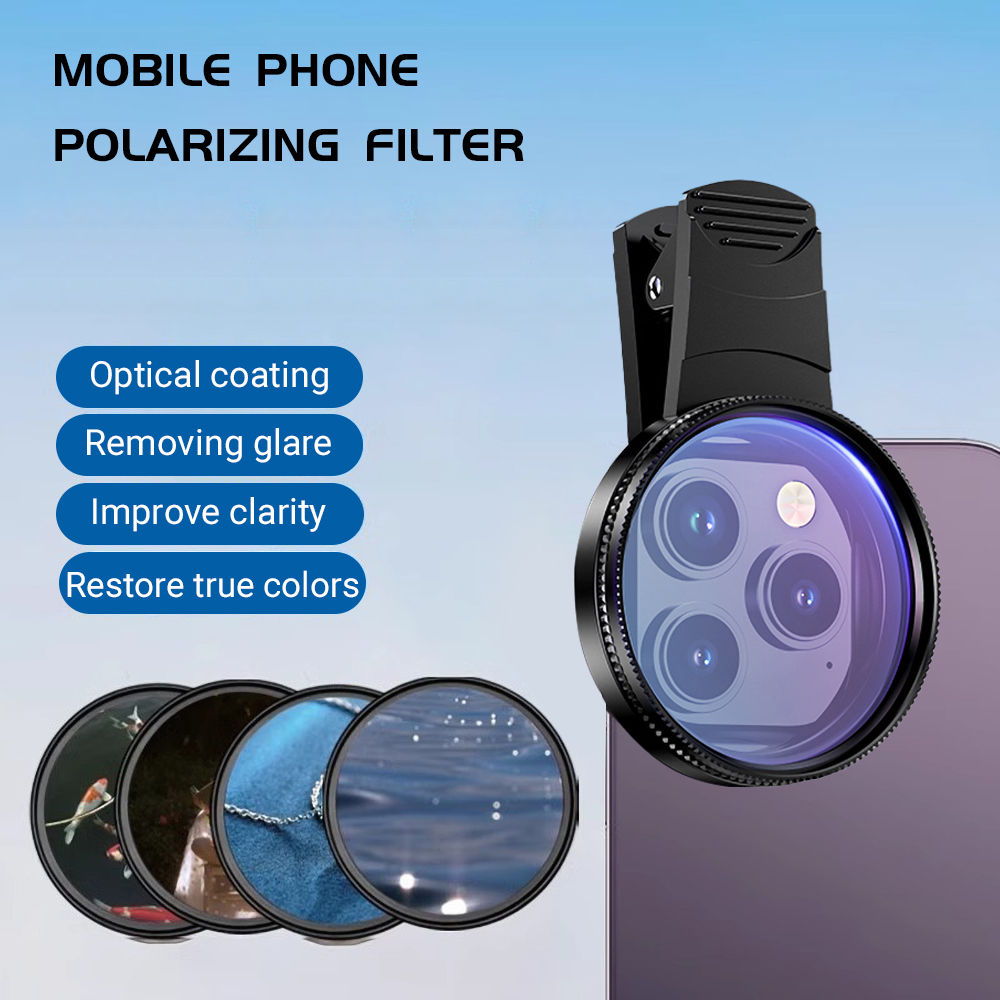 Phone Accessories Useful - 52MM Handy-Objektiv, universelle Polarisationskamera mit Clip,
