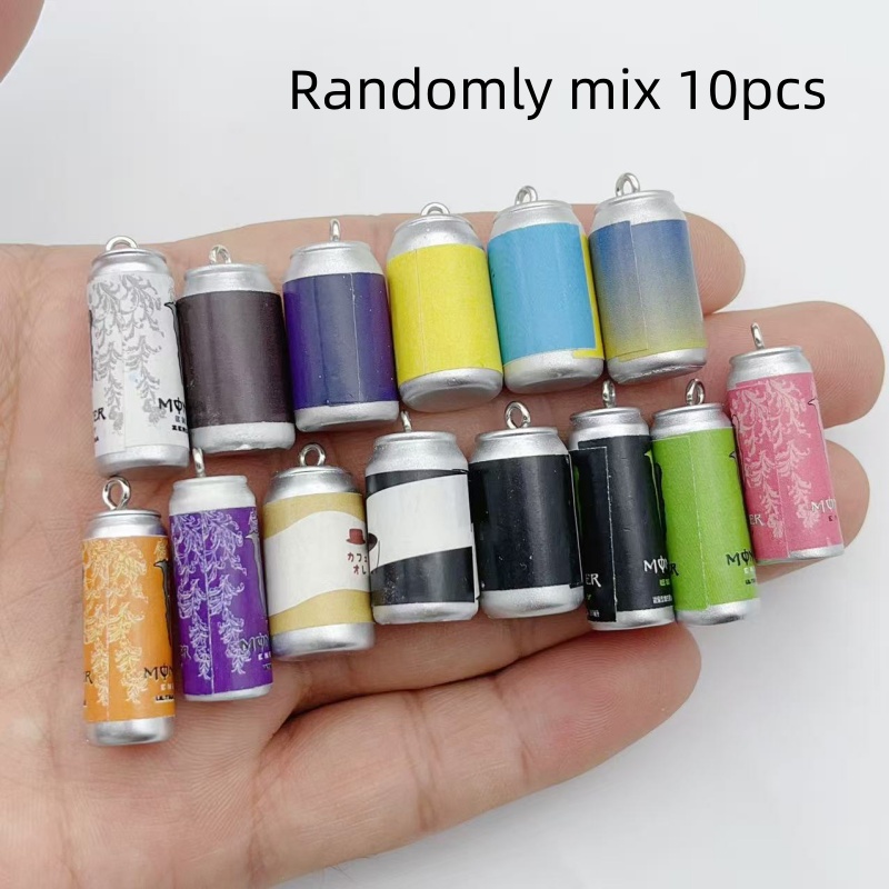 Phone Accessories Charms - 10 Stück Mini-Simulations-Getränkedosen-Harzanhänger, bunte Nachbildungen von