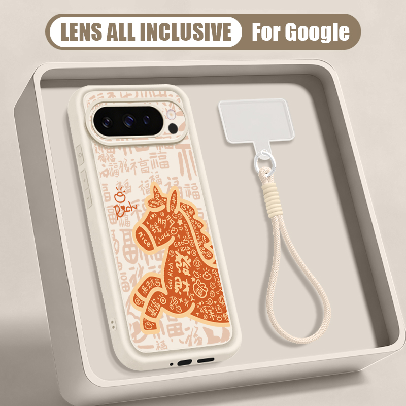 Google Pixel 9 Pro - Niedliche Fohlen-Print-Handschlaufe mit Handyhülle für Google